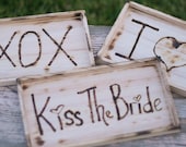 Wedding Photo Props Kiss The Bride I Love You Rustic Cinderella Renaissance Fairytale Woodland CHIC decor