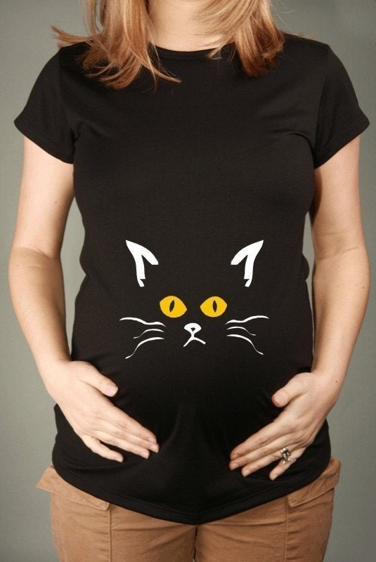 BLACK CAT - Short Sleeve Black Maternity T-shirt, Sizes S, M, L, XL, 2X or 3X