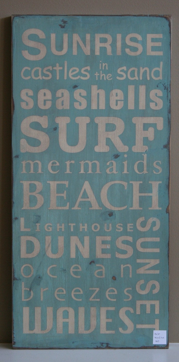 Beach Typography Word Art Sign -Personalize It