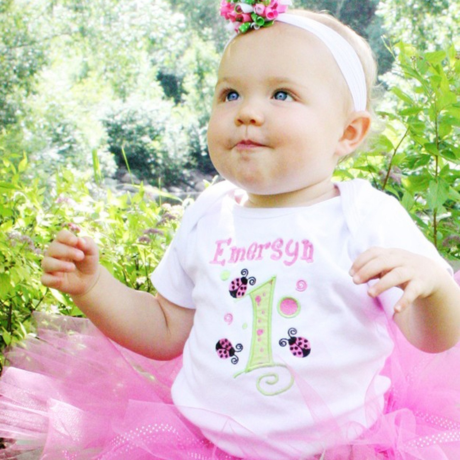 Pink and Lime Ladybug  Birthday Onesie...You pick the colors...Personalized for free