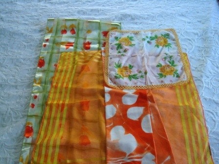 Vintage Scarves and Handkerchiefs - Set of 4 Orange Theme