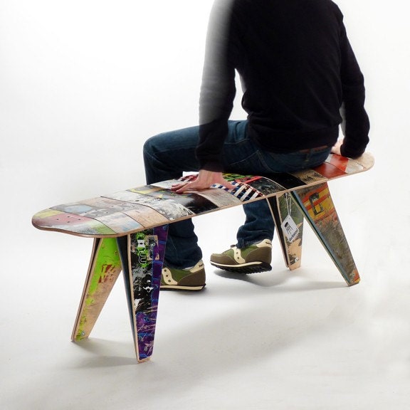 recycled skateboard bench - Custom