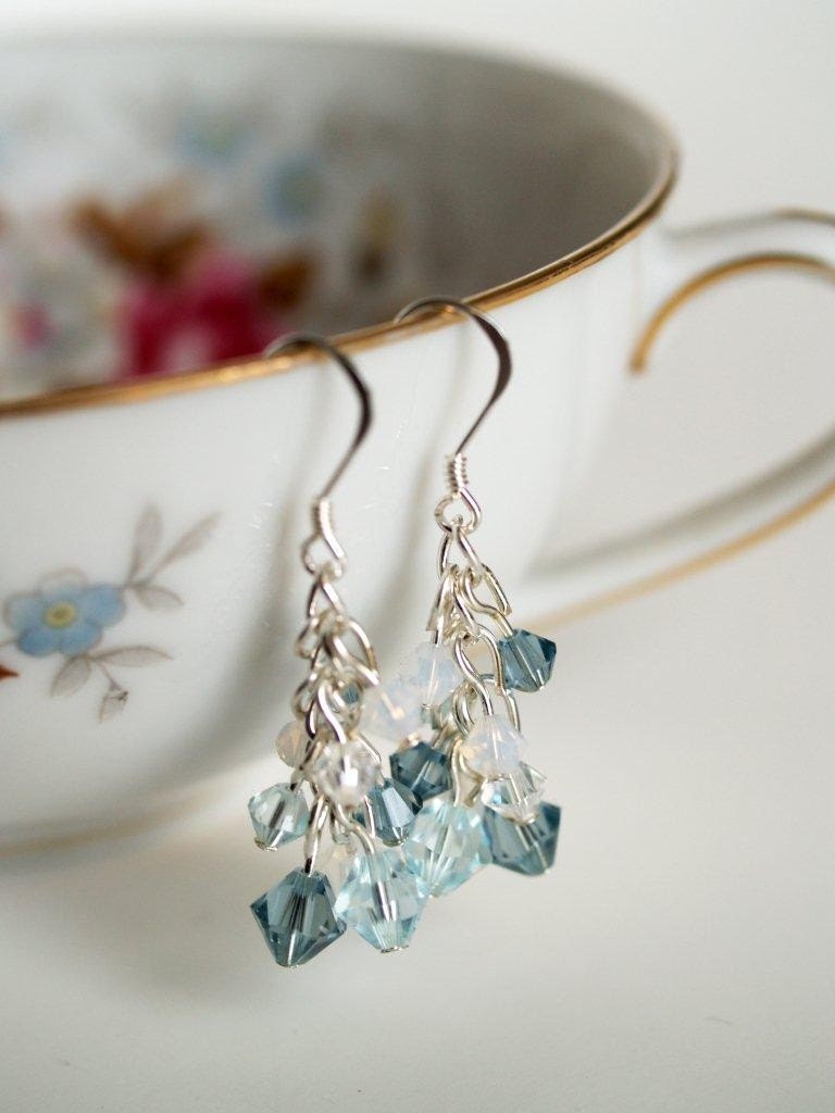 Shades of Blue Crystal Beaded Earrings