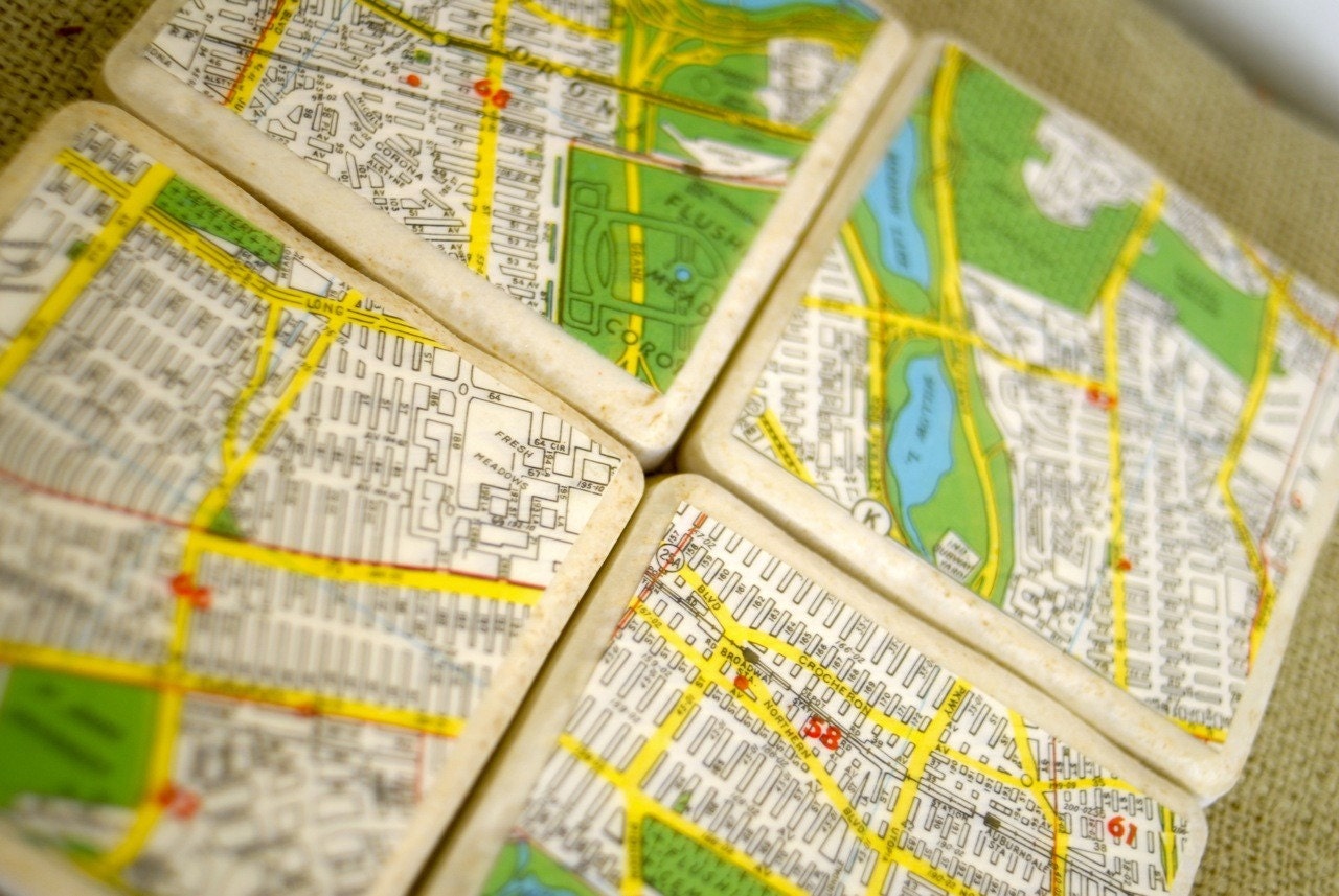 Vintage New York Street Map Coasters