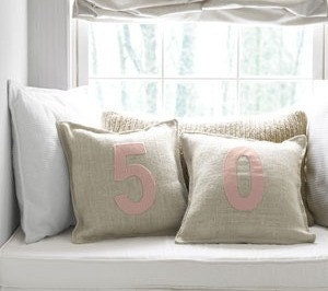 Numbered Burlap Pillow- As seen in COUNTRY LIVING MAGAZINE