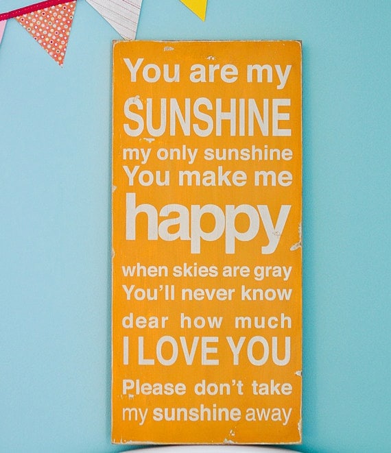 You Are My Sunshine Sign Typography Word Art in Golden Yellow