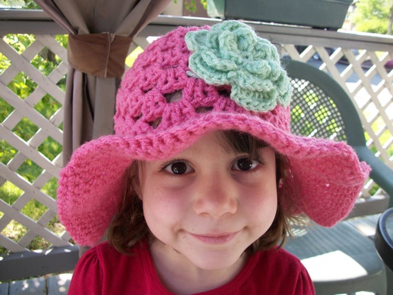 1-3 Years - White Summer Fling Sun Hat with Your Choice of 3 Detachable Flower Clips
