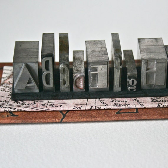 Metal Printer's Type - Alphabet 8 with Pedestal