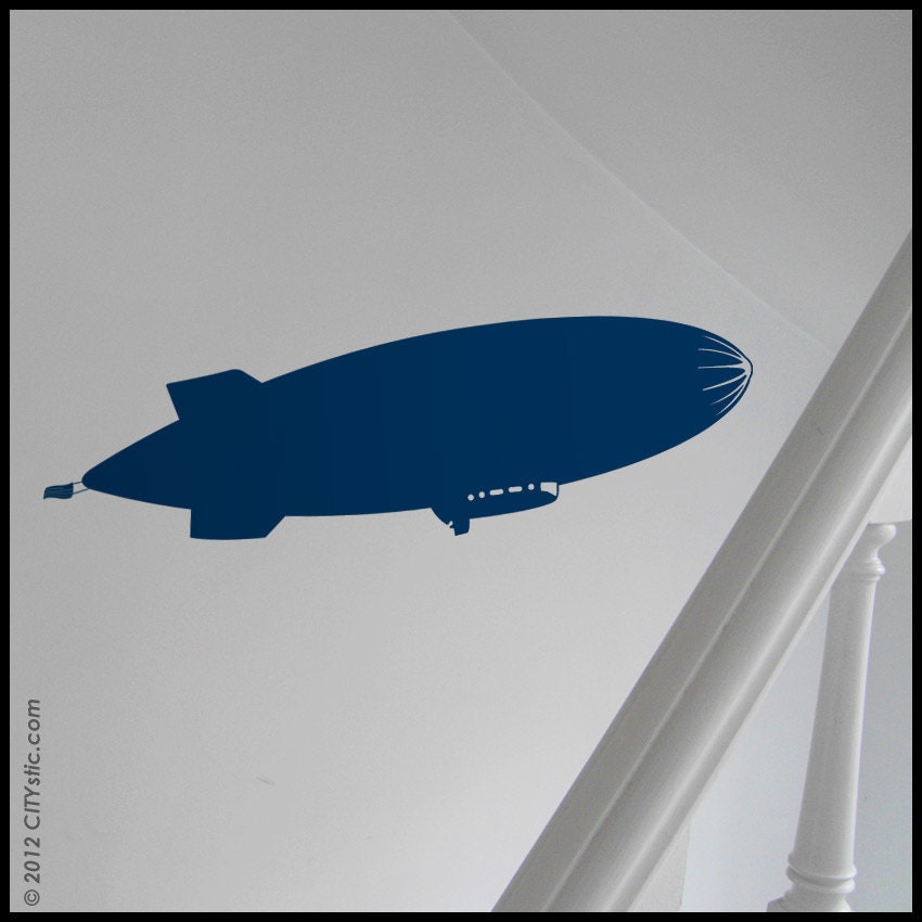 KIDS - Flying Zeppelin in the air (with cabin and flag) Old fashion - WALL DECAL