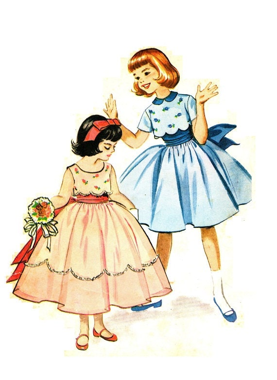 McCall's 2210 Vintage 50s Lovely Flower Girl or Confirmation DRESS Sewing Pattern Size 6 B24