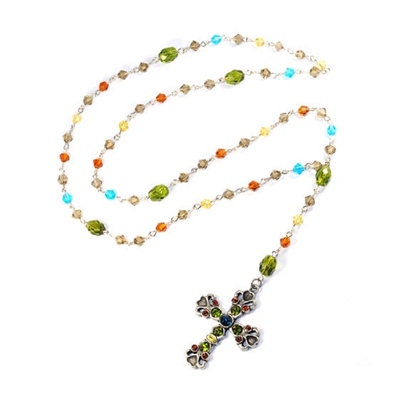 High Fashion Rosary COuTuRE - Swarovski Crystals Rosary Jewelry Necklace by CHIC Bean - Stunning, Gorgeous, Couture and High Fashion
