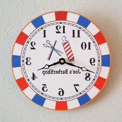 Barbershop Mirror Clock, Backwards Running Clock